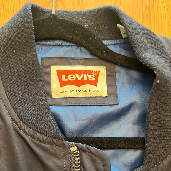 Levis Mens Navy Bomber Jacket Size L - Picture 2 of 2
